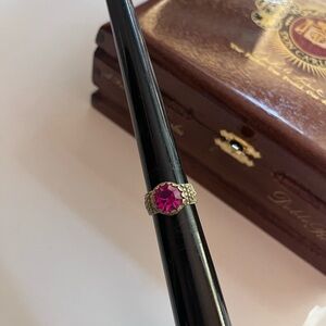 Vintage Kuchi Ring: Afghan Tribal Jewelry Pink Gemstone